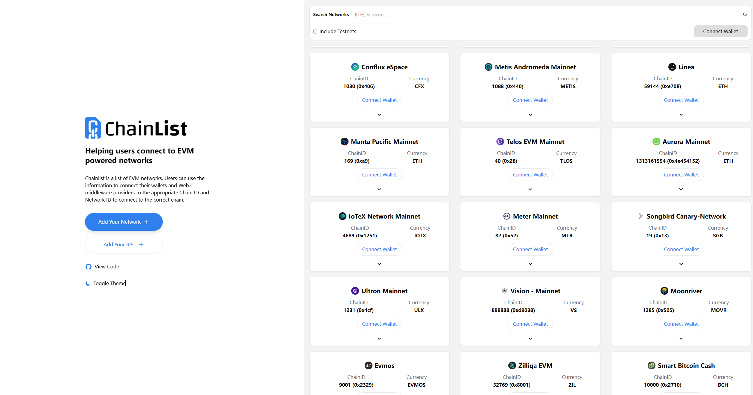 Chainlist-智能全链导入钱包