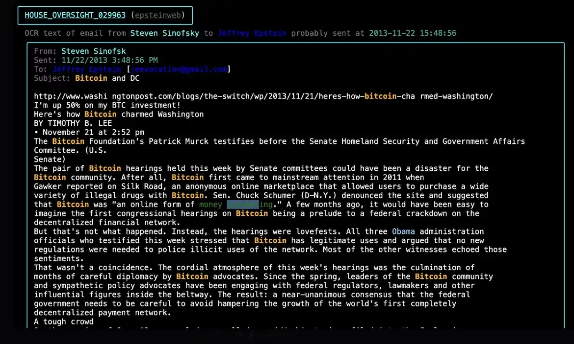 美国司法部披露「爱泼斯坦文件」，加密货币行业或被改写