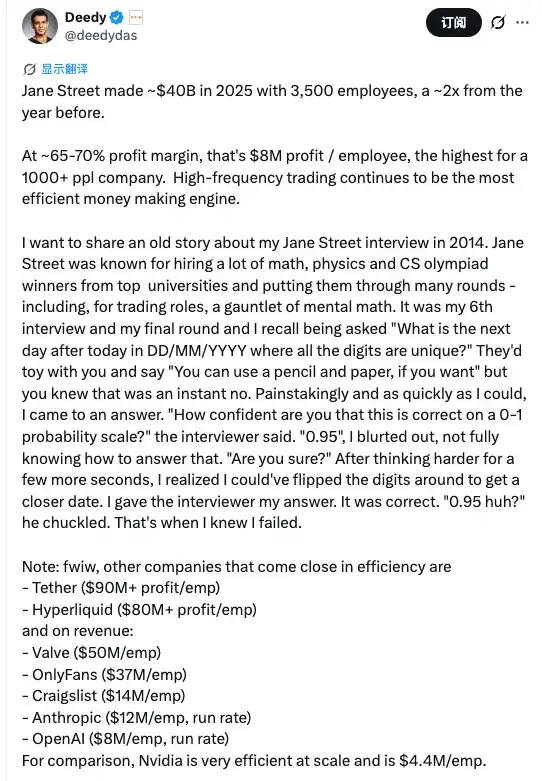 华尔街热议Jane Street：高营收高利润，金融从业者都在问咋招人？