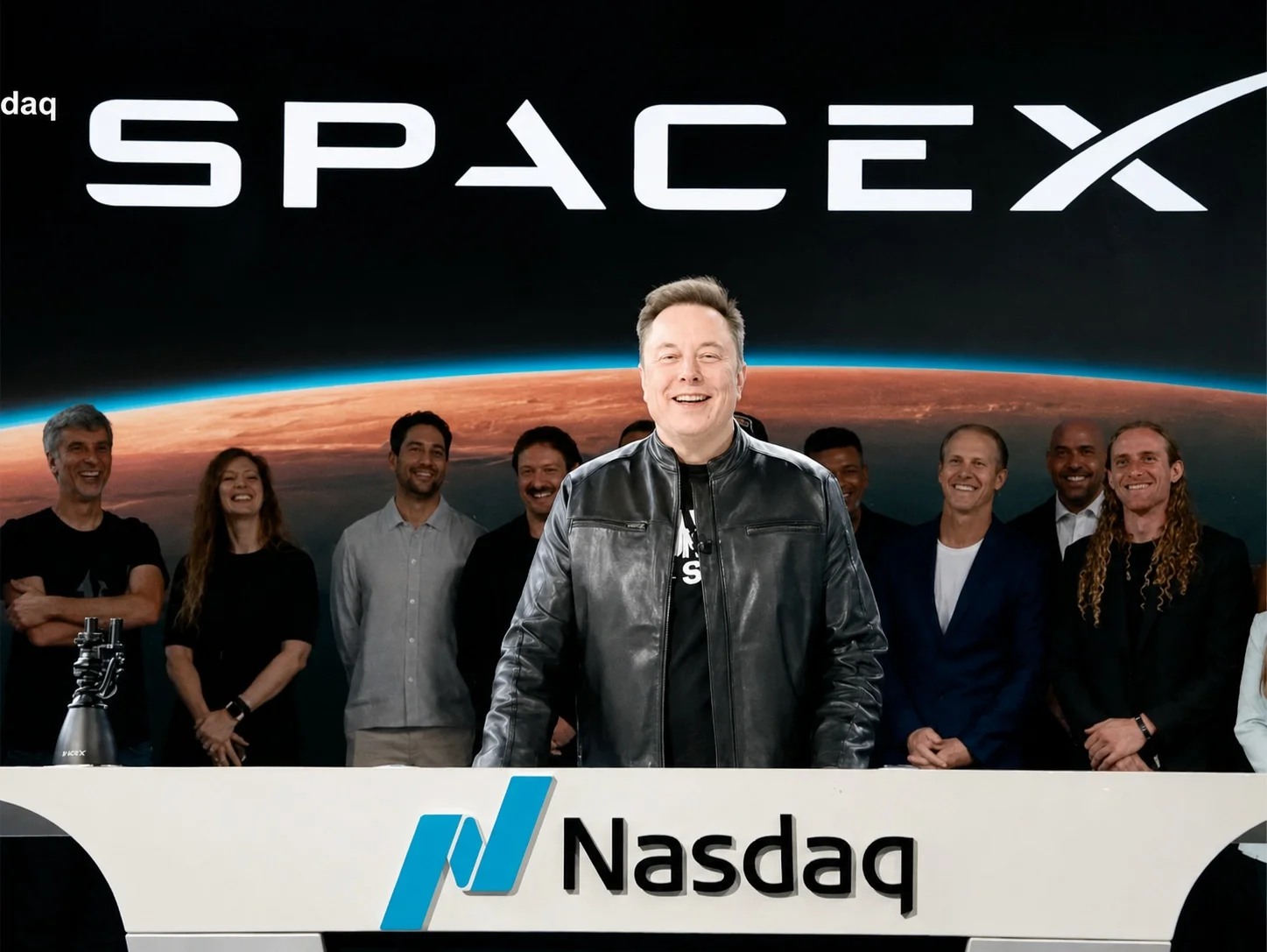 马斯克远程敲钟 SpaceX，目标送人类前往月球火星等星际