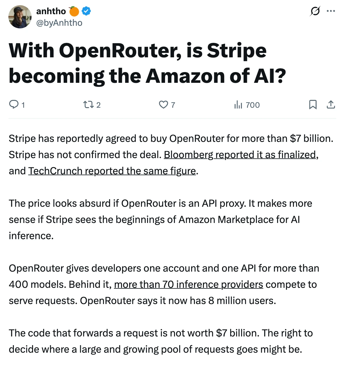 Stripe花70亿美元收购OpenRouter，这家AI公司真值这么多吗？